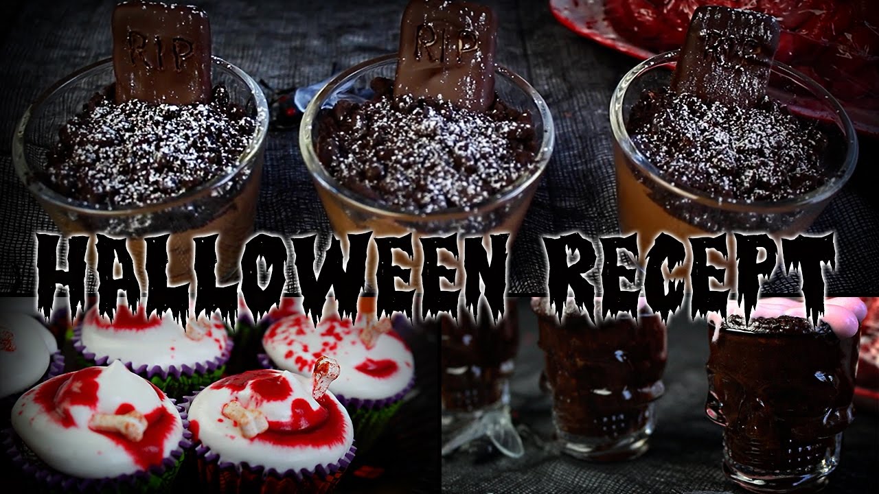 VEGANSKA HALLOWEEN RECEPT | Chokladmousse Gravar, Blodiga Cupcakes & Dödskalle Mugcake