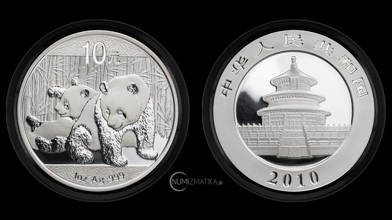 Chinese Panda 2010 | 10 Yuan Silver Coin | Two Playful Pandas