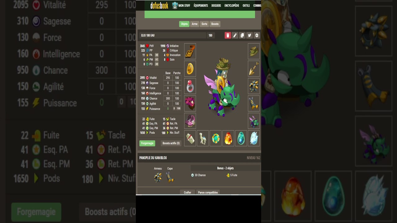 DOFUS ELIOTROP EAU 180 PVM LOW COST 1100 DE STATS 