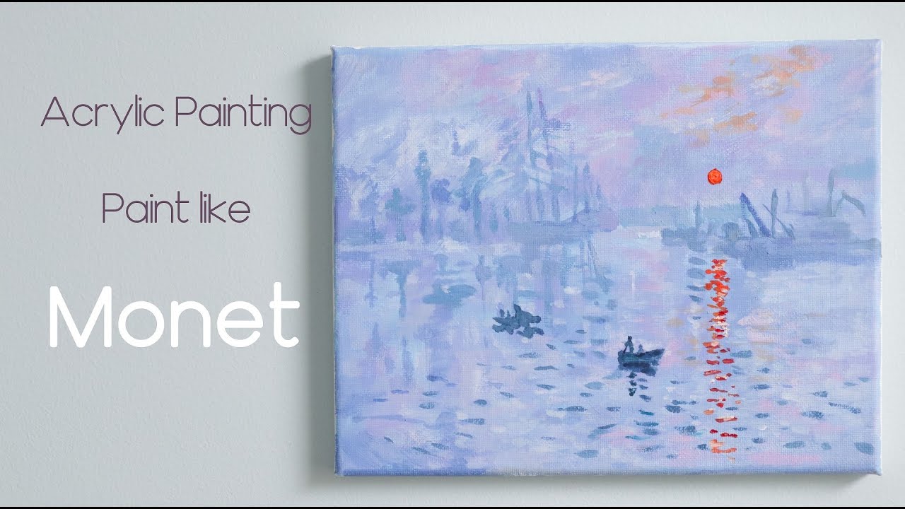 Simple Acrylic Painting Tutorial - Paint like Monet/ 모네의 일출 아크릴로 그려보기
