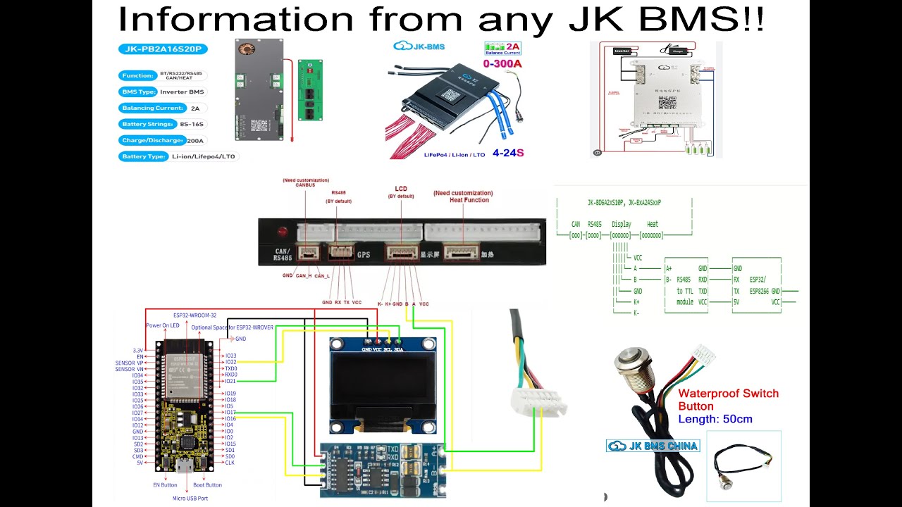 Any(люба) JK BMS!! (wi-fi інформер-дісплей 1306)з розєма (кнопка-дісплей) Esp Home-Home Assistant!