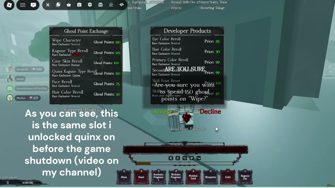 DO NOT WIPE YOUR SLOT TO BECOME A QUINX IN GHOUL://RE!!! (RACE BROKEN)