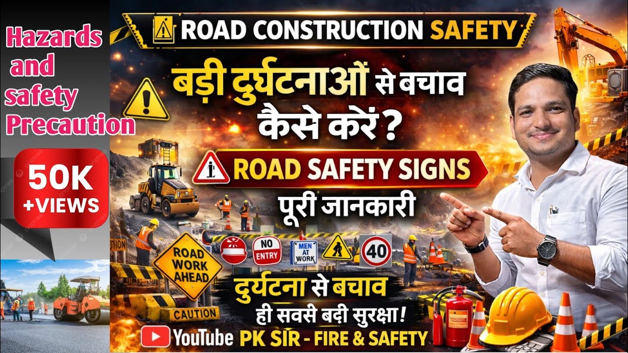 रोड निर्माण कार्य सुरक्षा |Road Safety Signs पूरी जानकारी |Hazards & Precautions |#safety#roadsafety