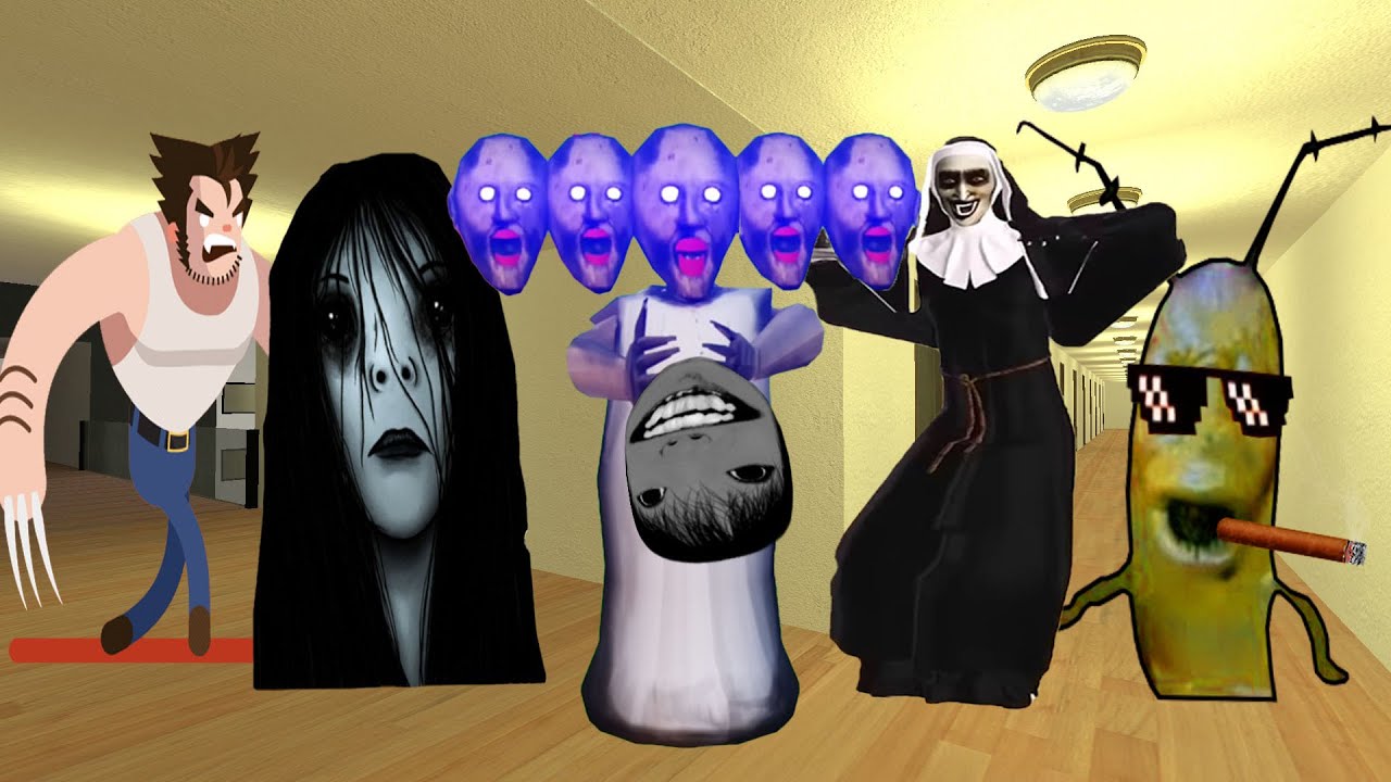 Escape Horror Nextbots: Plankton Aughh,Kayako Saeki,Siren Head,Neon Munci And X-Man Nextbot In Gmod