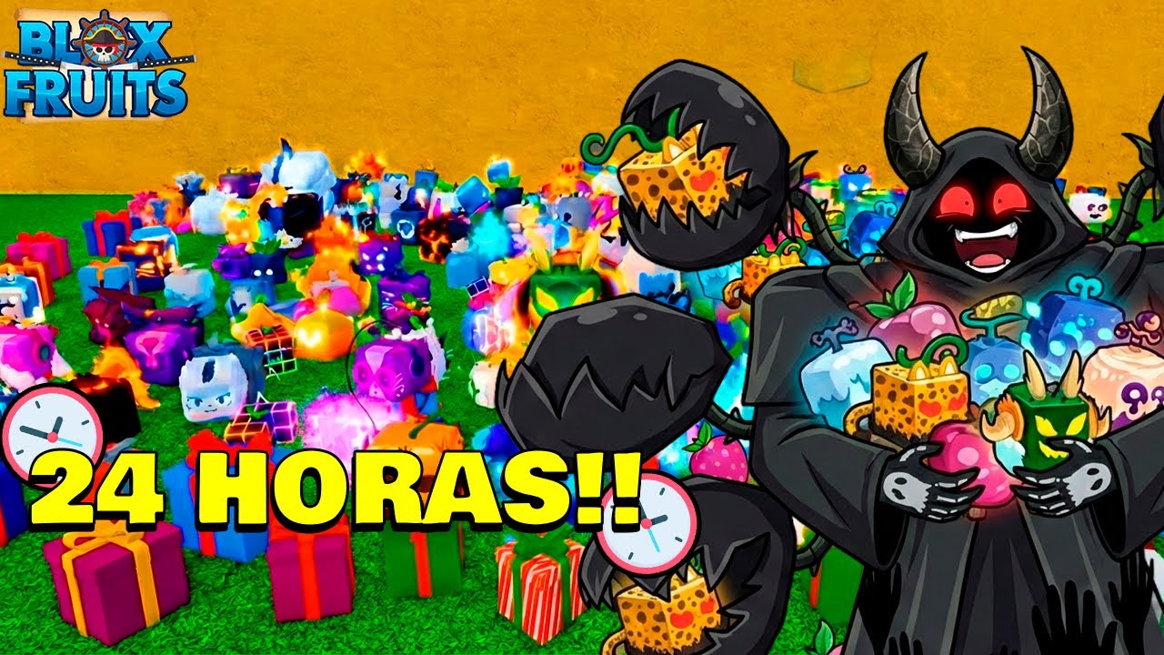 PASSEI 24 HORAS GIRANDO FRUTAS NO BLOX FRUITS ATÉ PEGAR TODAS MÍTOCAS!!