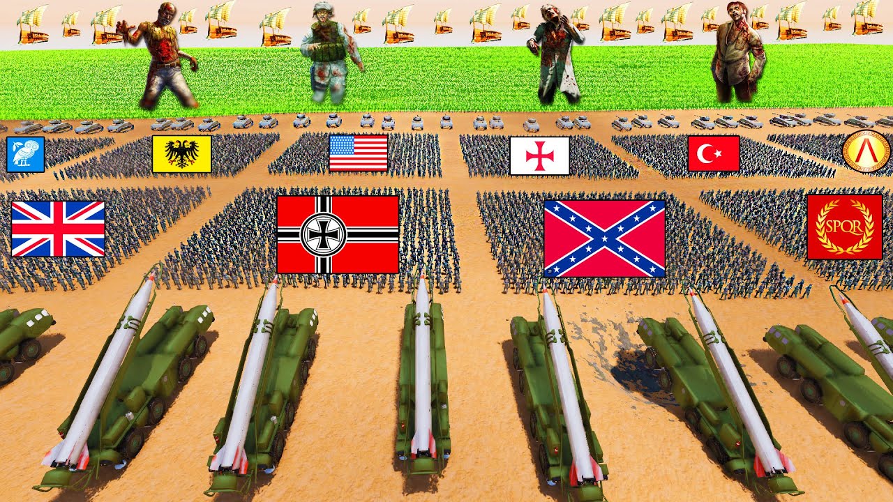 10,000,000 Zombie Beach Invasion VS EVERY UEBS 2 Army in History!