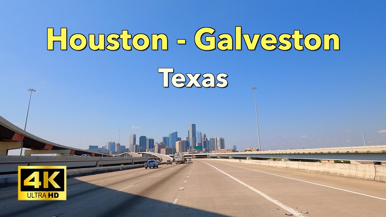 Houston to Galveston, Texas | Scenic Drive via Interstates 69 & 45  |  4K