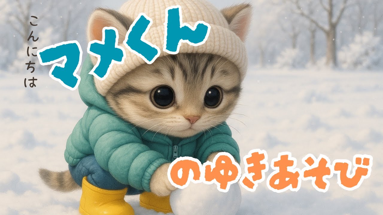 aiねこ　マメくんのゆきあそび！