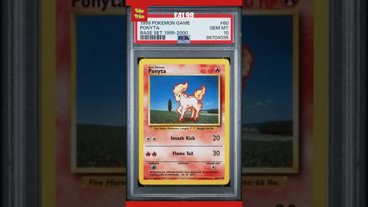 Ponyta 60/102 Base Set Common Pokemon Card 1999-2000 4th Print PSA 10 GEM MINT