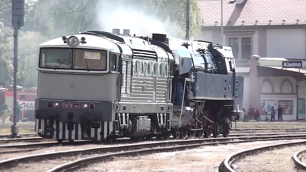 Odtah parn&iacute; lokomotivy 477.043 z Kladna do Lužn&eacute; 10.5.2014