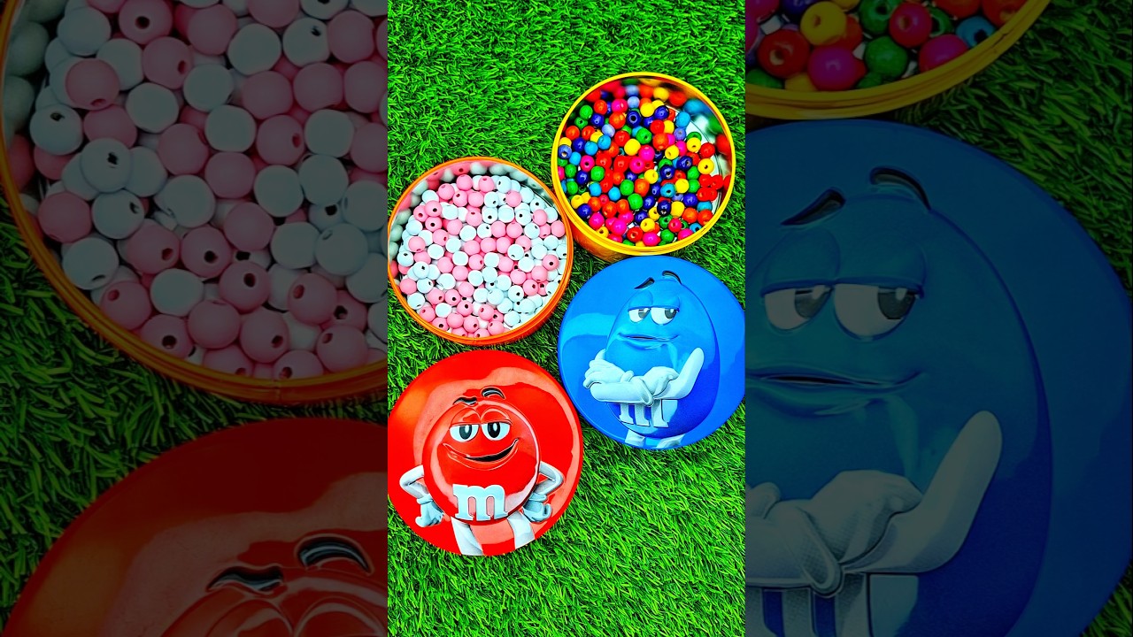 Minutes Satisfying with Rainbow M&M'S Candy Unpacking From Glossy Containers ASMR Beads Surprise