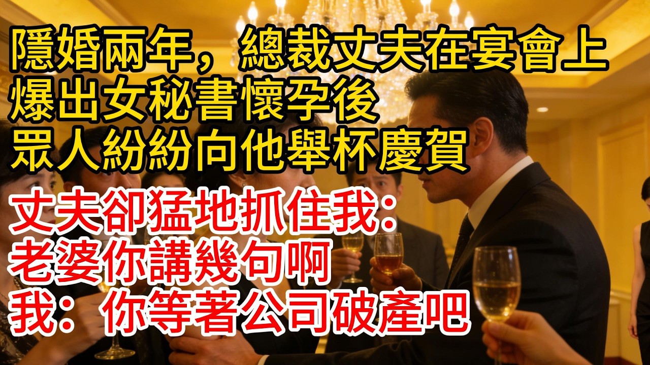 隱婚兩年，總裁丈夫在宴會上爆出女秘書懷孕後，眾人紛紛向他舉杯慶賀，丈夫卻猛地抓住我：“老婆你講幾句啊”我：“你等著公司破產吧”#故事頻道 #爲人處世 #愛情紀錄 #情感 #小说