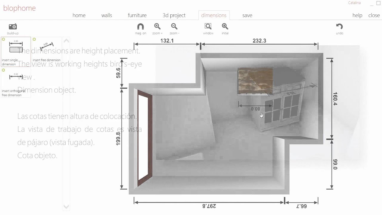 How to insert dimensions in Blophome Professional