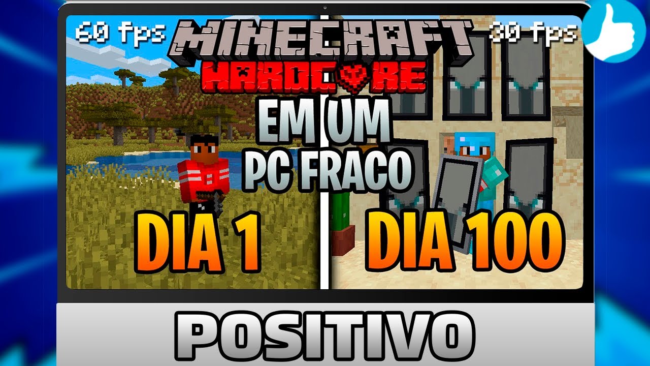 Eu Sobrevivi 100 Dias No Minecraft Hardcore Em Um Pc Fraco (Pc Da Positivo) Em Busca da Imortalidade