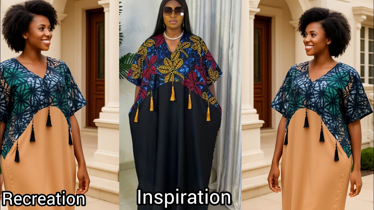 How to Cut and Sew a Stylish Plain & Patterned Bubu Gown Step-by-Step / Making Money Sewing this Sty
