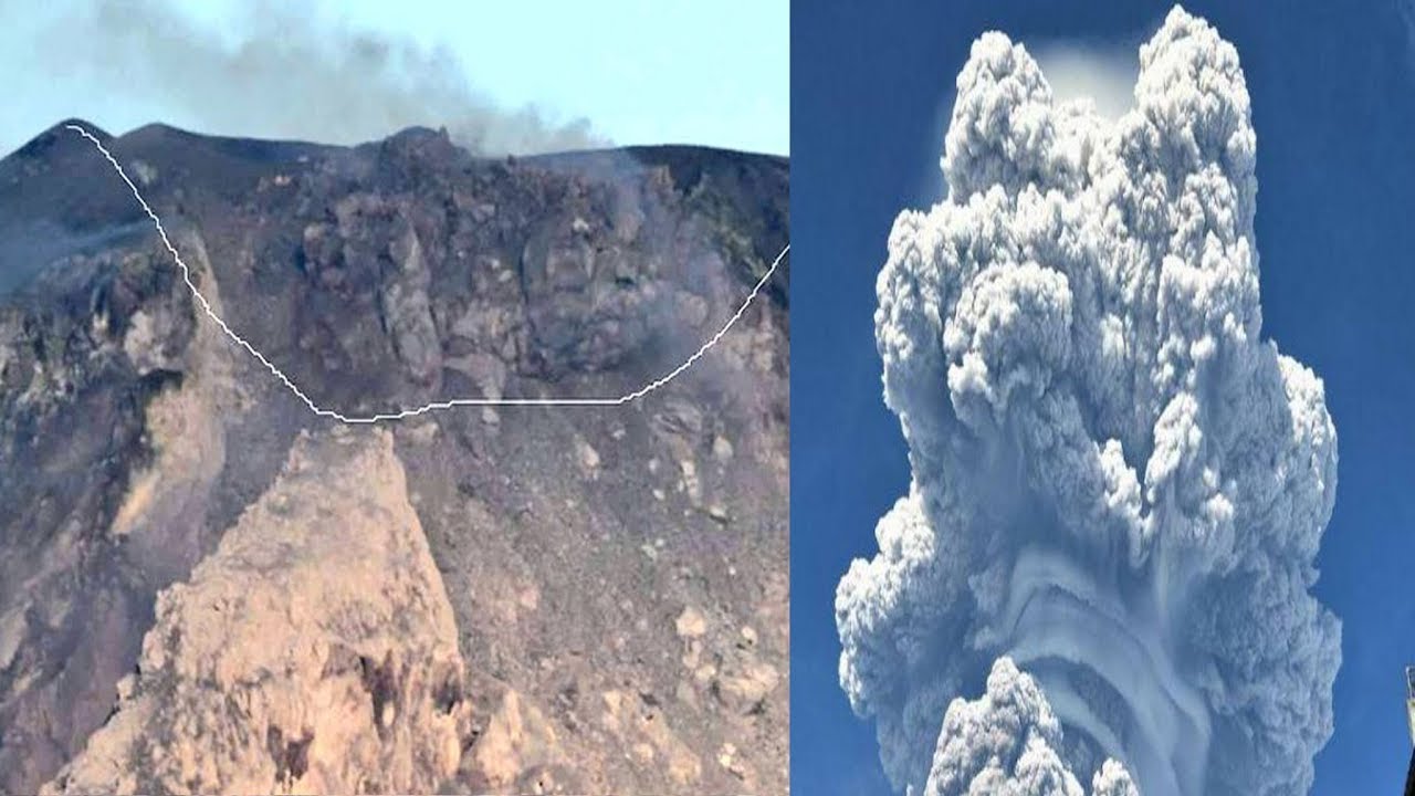 Mount Sinabung volcano blows off crater top,  eruption Indonesian volcano
