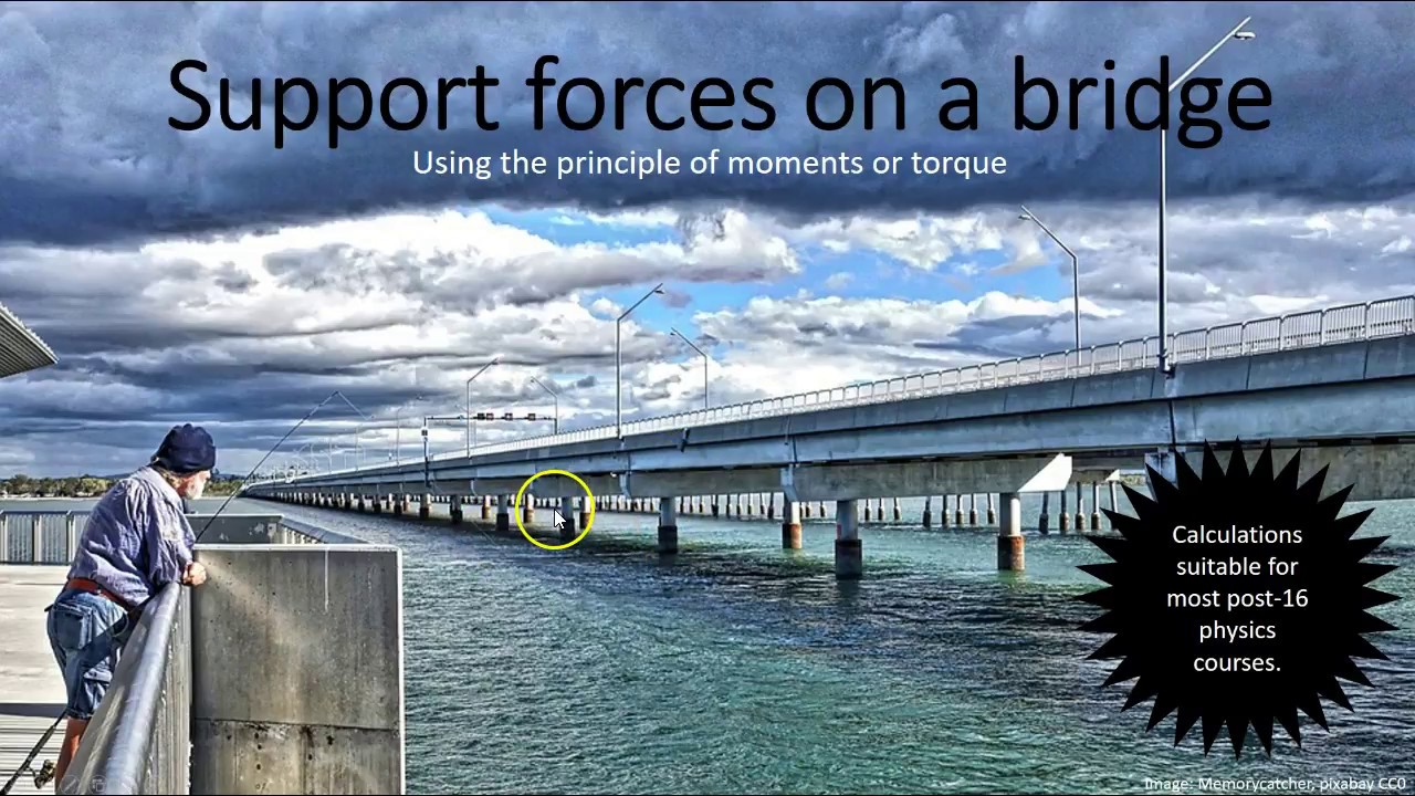 Moments at a bridge - calculating support forces (post 16 physics tutorial)