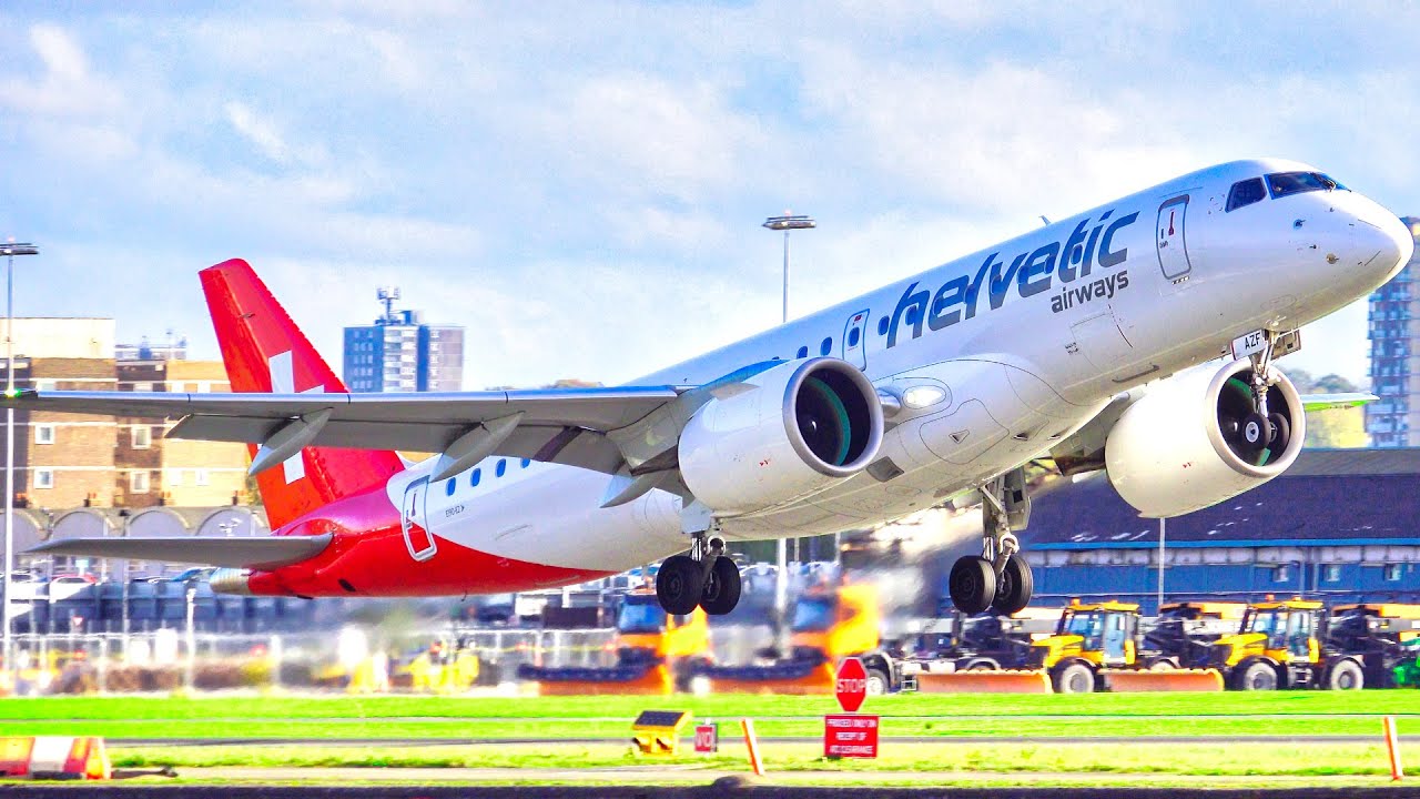 20 MINS LANDINGS & TAKEOFFS at LCY | 4K | London City Airport Plane Spotting from Close Up!