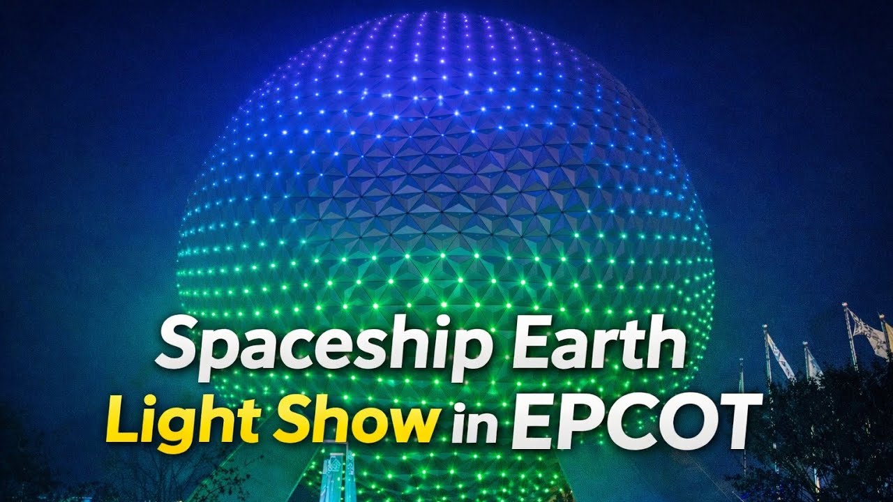 Spaceship Earth Beacons of Magic Light Show | EPCOT Nighttime Experience 🌐✨