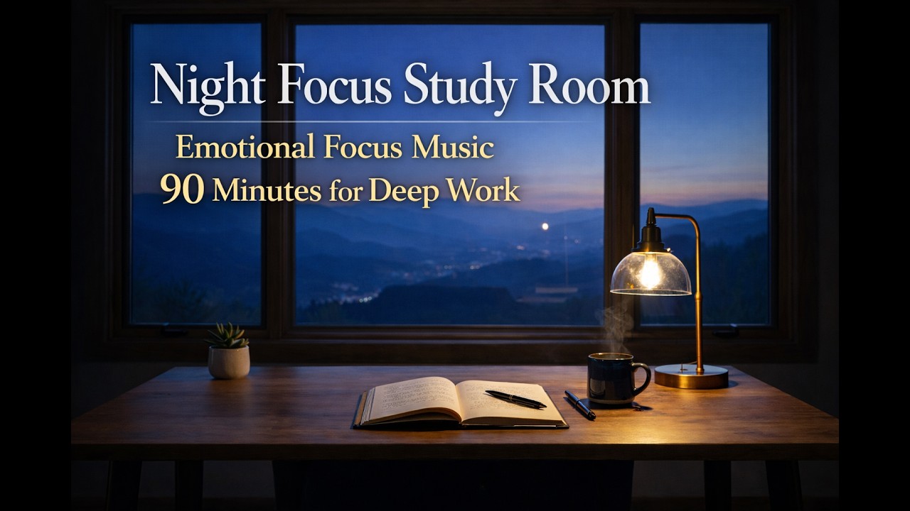 Night Focus Study Room | Emotional Focus Music | 90 Minutes Deep Work