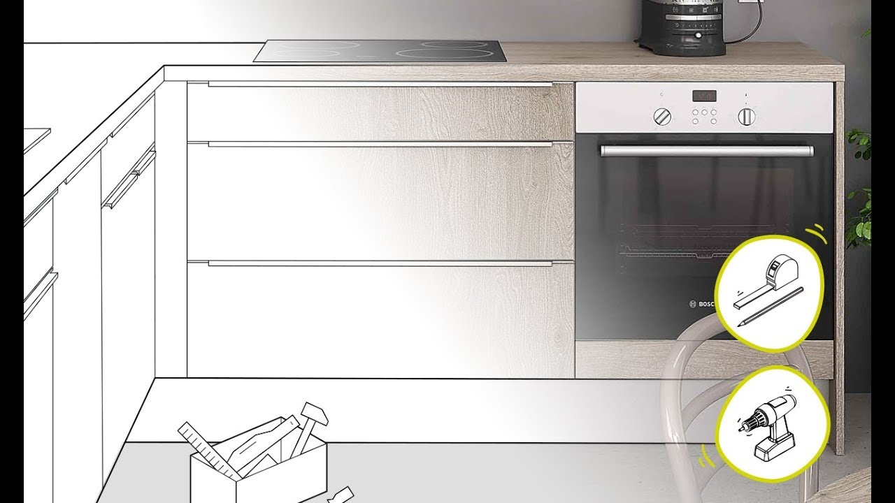Cuisine équipée : poser un meuble bas sous cuisson en vidéo