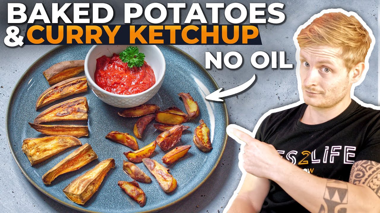 Oven-Baked Potatoes And Curry Ketchup (No Oil)