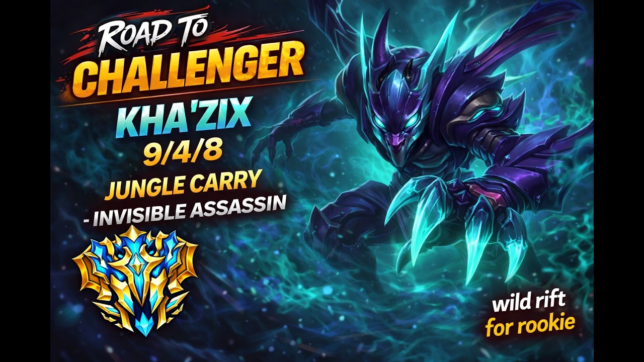 [Wild Rift] Kha'Zix Jungle 9/4/8 – Assassin Hunting Everyone - Invisible Assassin