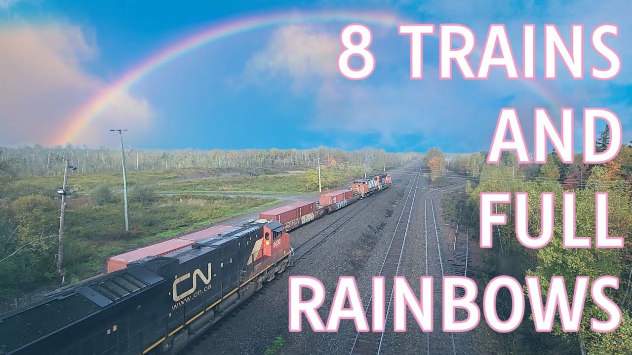 8 Trains And Full Rainbows at Moncton's Gordon Yard