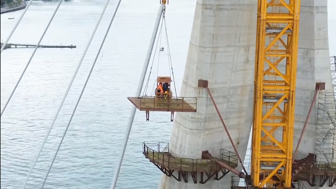 2026.02.28  淡江大橋  主橋塔 河中段  施工觀察 更新進度 空拍 LIVE 直播