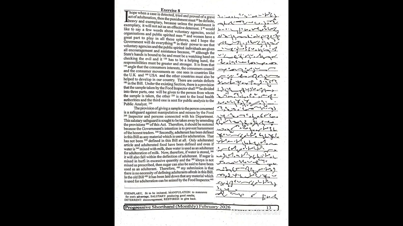 PROGRESSIVE MAGAZINE FEBRUARY 2026 EX. 8 @100 WPM #ssc #dsssbsteno #progressivedictation #STENO