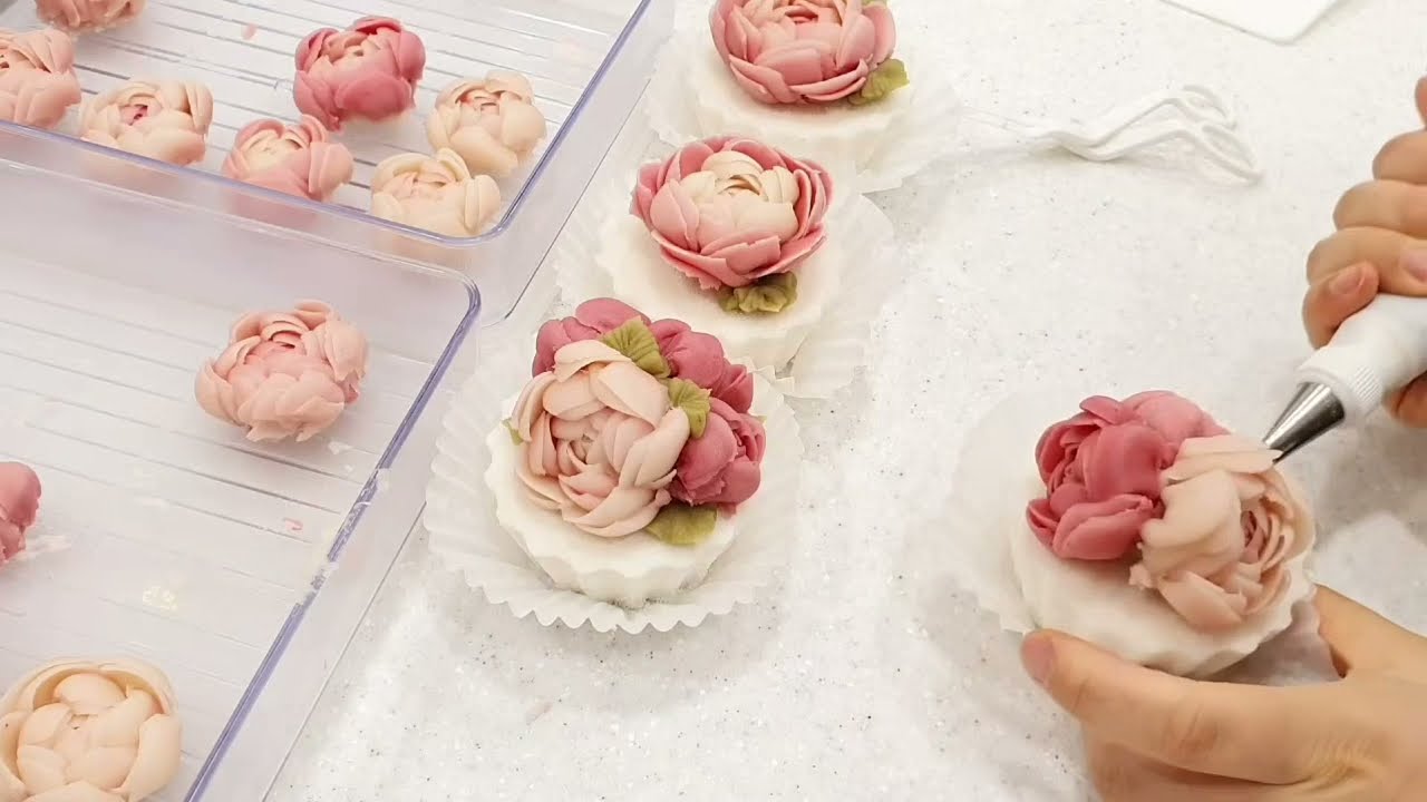 작약 앙금플라워 컵설기 만들기 / Making Peony  Flower Cupcake