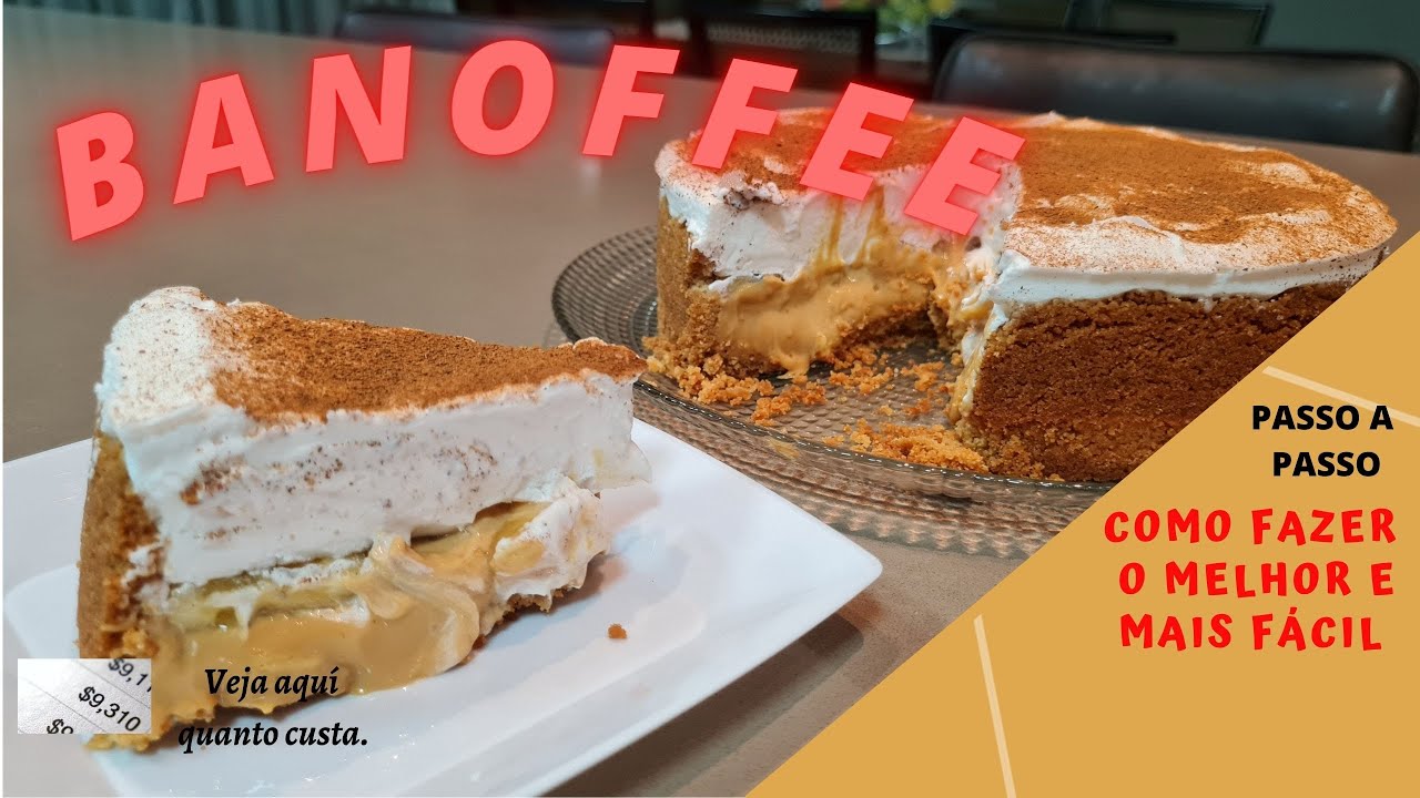 BANOFFEE tradicional de bananas de forma simples, rápida e fácil.