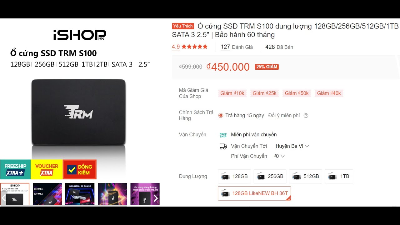 Ổ cứng SSD TRM S100 dung lượng 128GB dùng cho laptop, PC phân khúc SSD giá rẻ có nên dùng hay không
