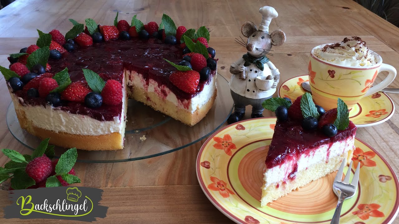Fruchtige Sommertorte 🍓🍇🍒☀️ mit Roter Grütze & frischen Beeren | Backschlingel