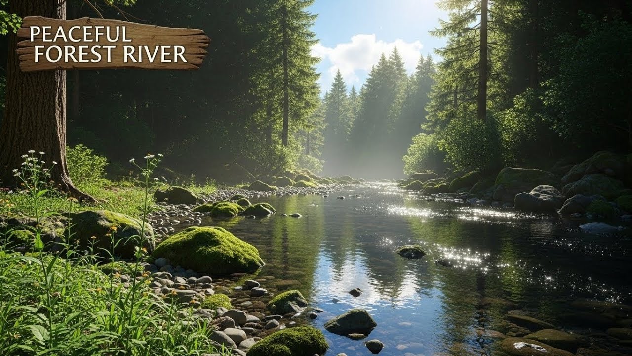 Tranquil River in Forest 🌲🌊 Relaxing Nature Ambience for Focus and Serenity #2944