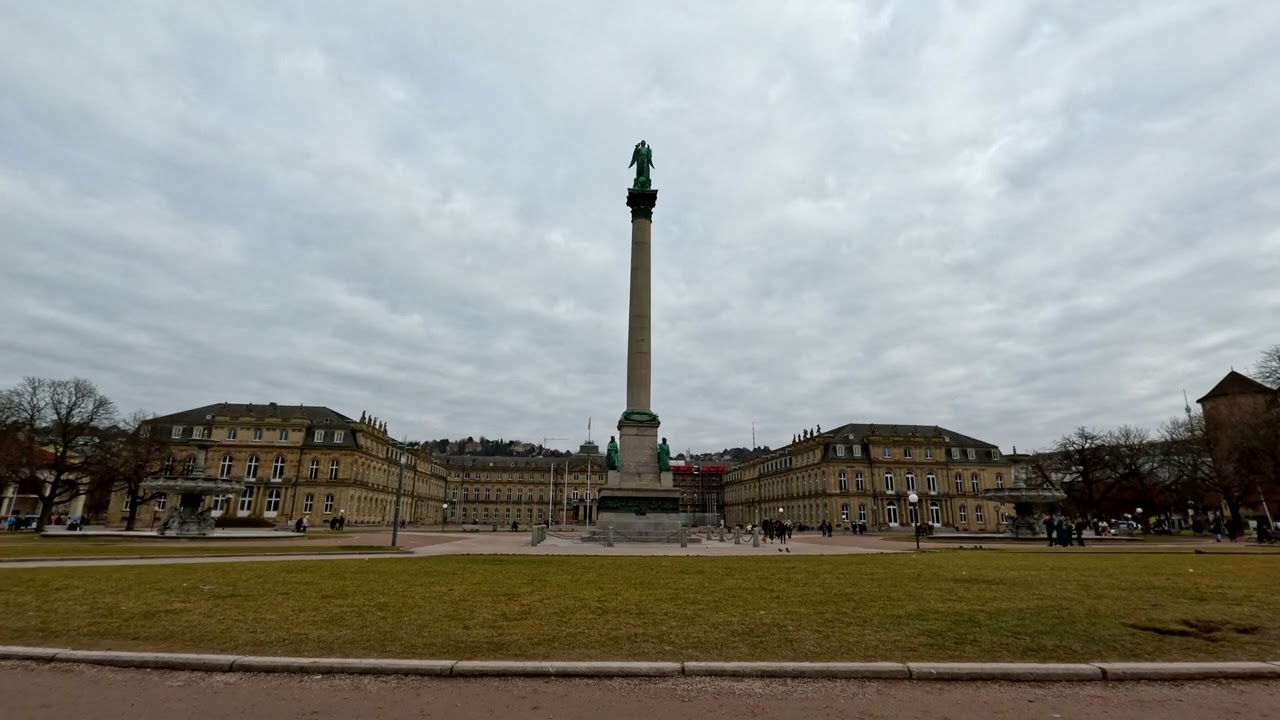 Stuttgart-Germany : Sunday church bells in Schlossplatz !!