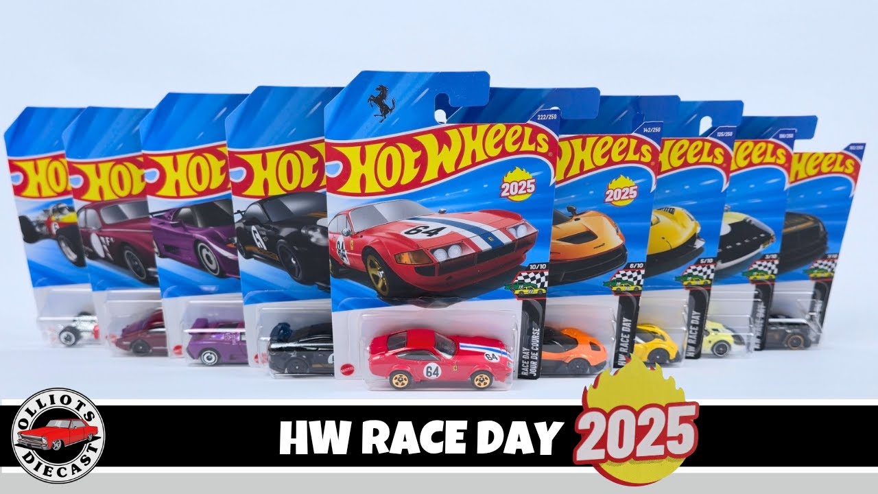 Hot Wheels Race Day 2025 - Including the New Casting Ferrari 365 GTB4 Competizione