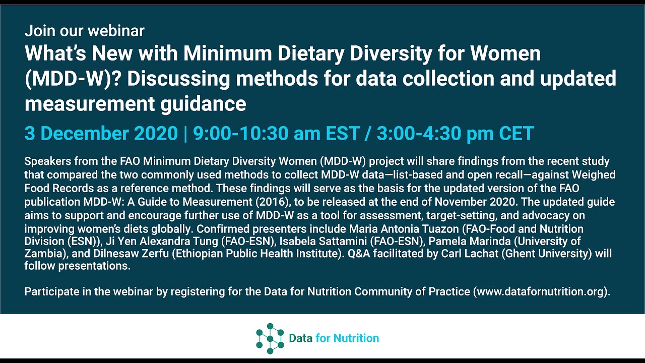 What’s New with Minimum Dietary Diversity for Women (MDD-W)? Discussing methods for data collection