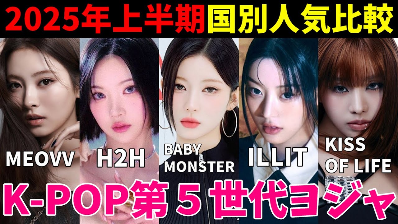 上半期に活躍したのはグループは！？【2025年】K-POP第５世代ヨジャ国別人気比較！【ILLIT BABYMONSTER Hearts2Hearts MEOVV KISS OF LIFE】
