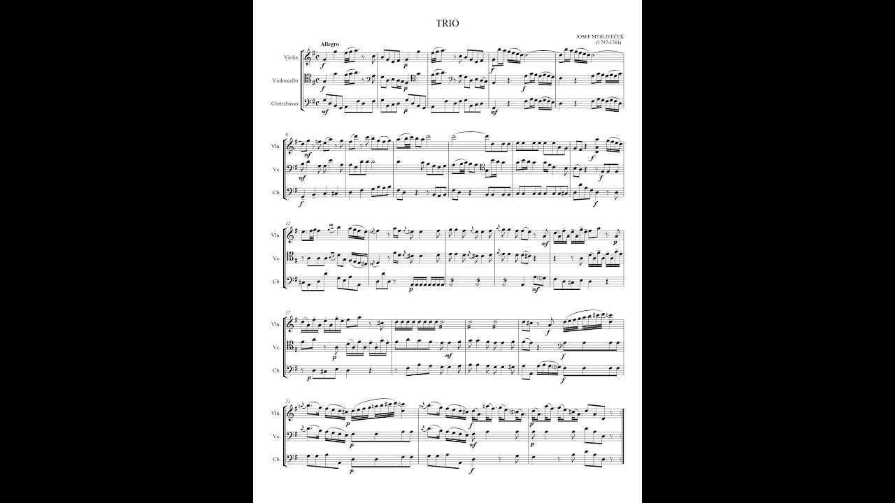 Josef Mysliveček – Trio (Violin, Violoncello & Double Bass)