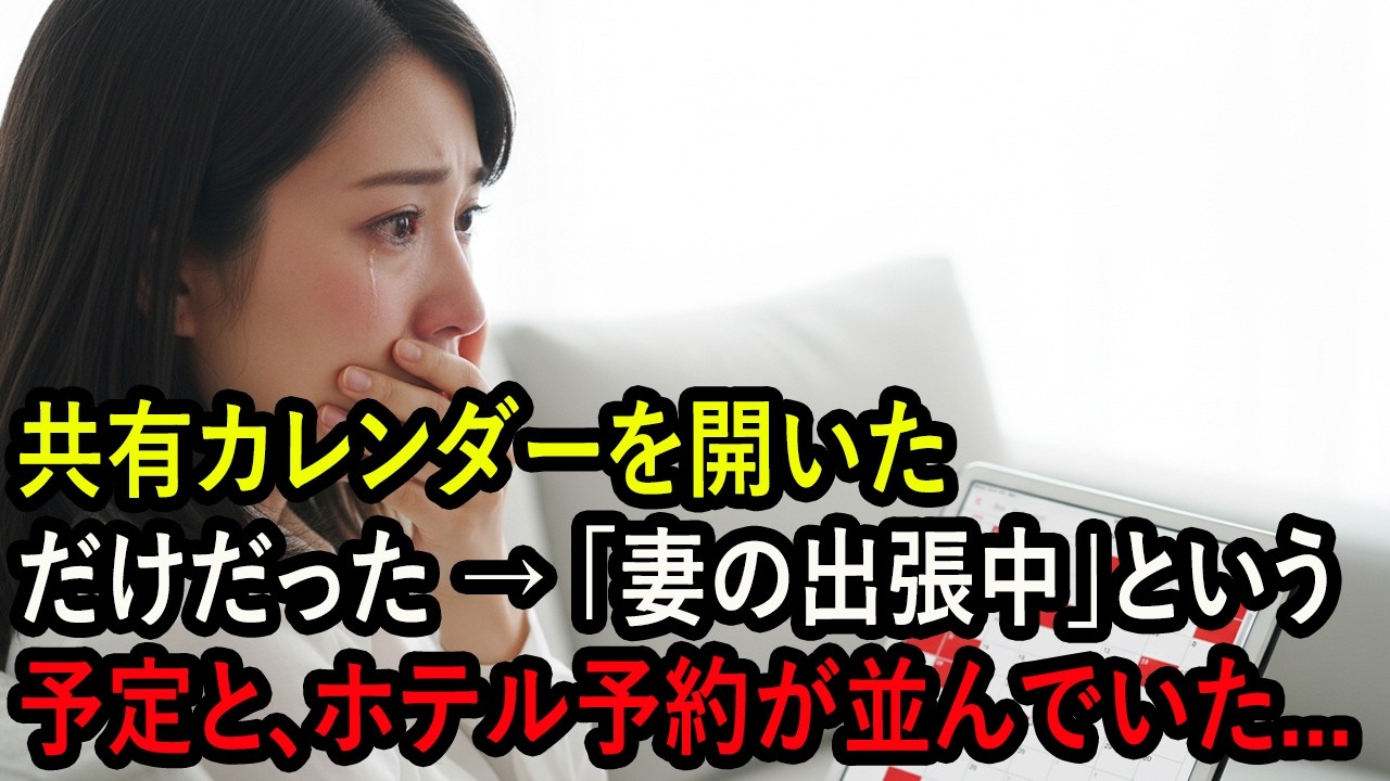 共有カレンダーを開いただけだった → 「妻の出張中」という予定と、ホテル予約が並んでいた