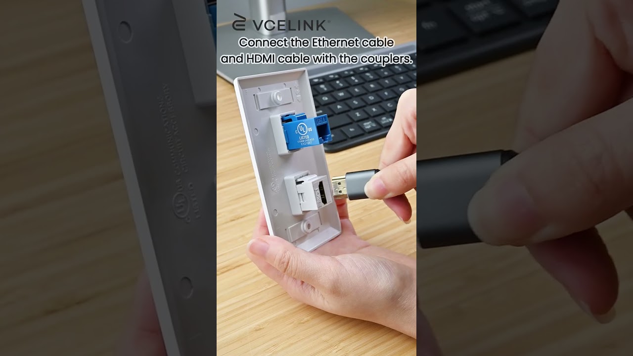 How to Use an HDMI + Ethernet Wall Plate?#shorts #rj45 #ethernet #hdmi #rj45coupler #hdmiadapter