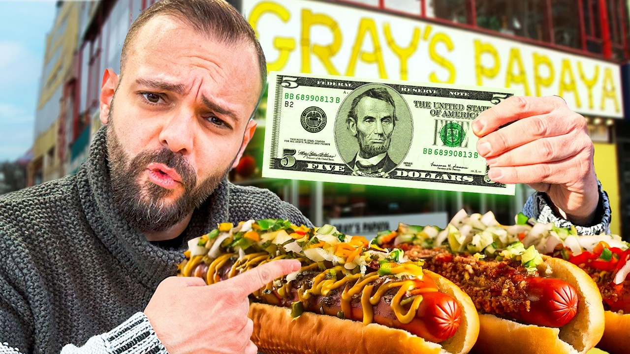 Eating $5 Street Food in NYC 🍕🌭 &ndash; Best Cheap Food!  Part 1