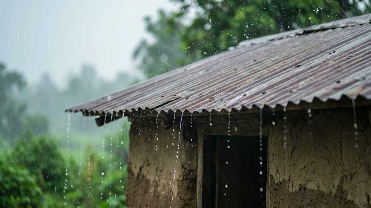 Cozy Cabin Rain at Night 🏡🌧️ | Relaxing Soundscape View