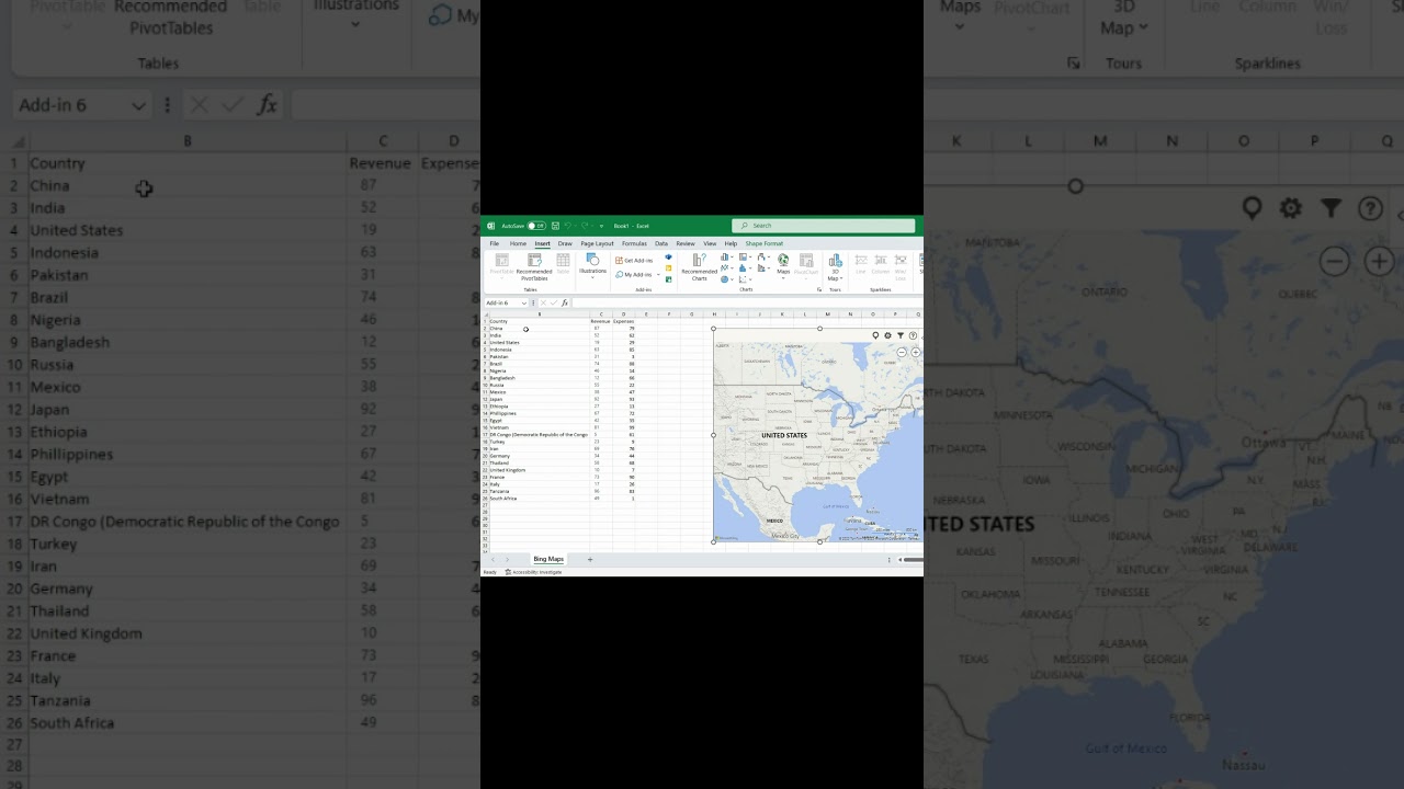 How to Create an Interactive World Map in Microsoft Excel with the Bing Add-In | Quick and Easy