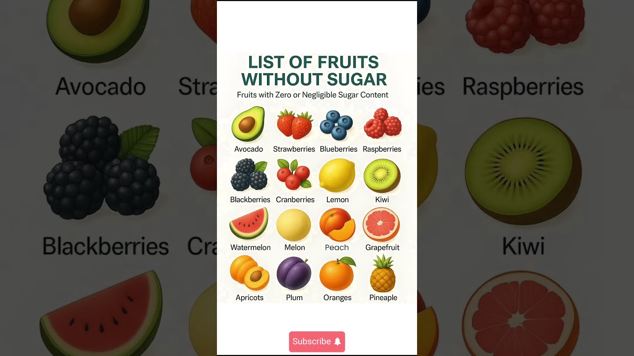 Top 15 Fruits Without Sugar 🍓 | Best Fruits for Diabetics & Weight Loss | Zero Sugar Fruits List