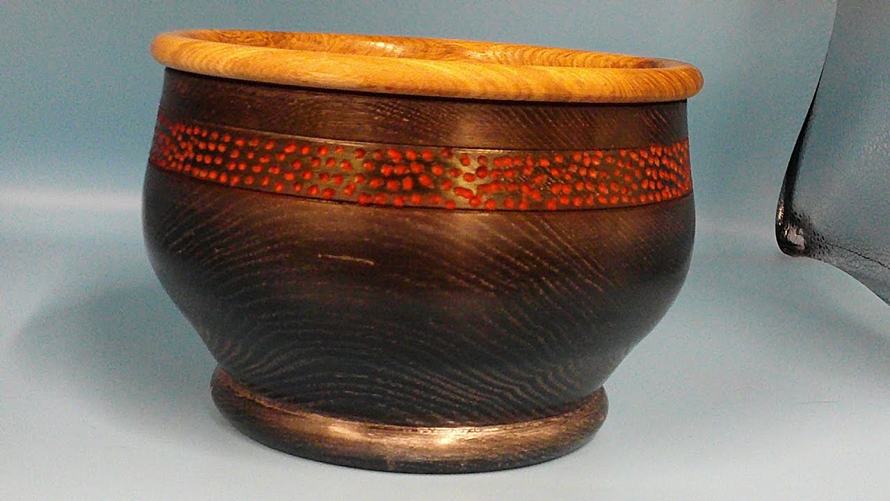 Black and silver textured Ash bowl#48, Wood turning