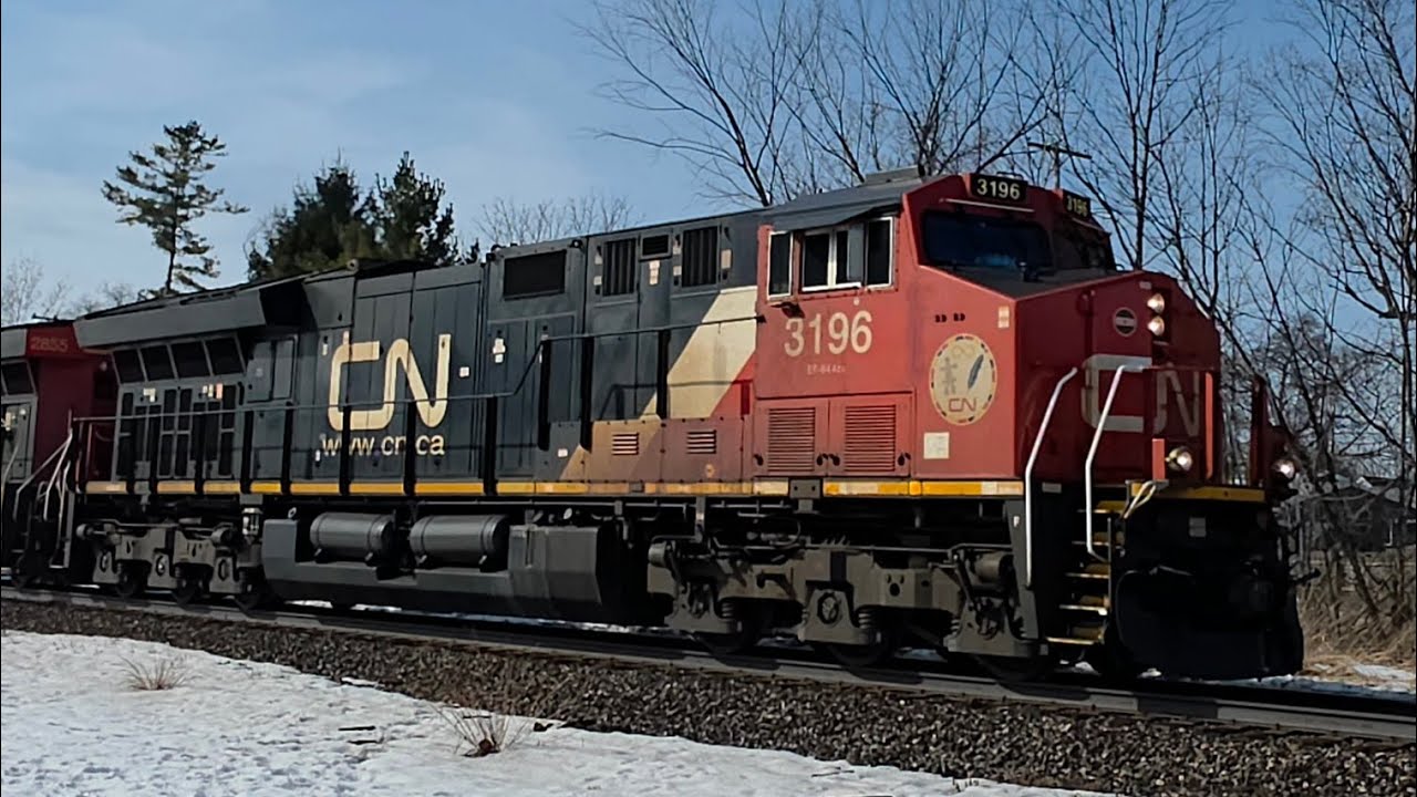 Canadian national eastbound A492 3196+2855 Morrice Michigan February 14 2026