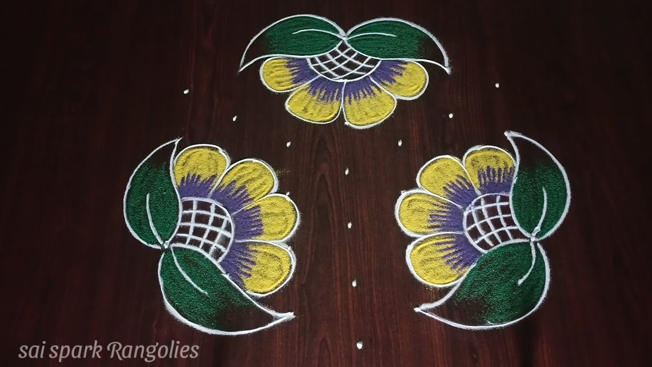 easy flower rangoli (7*4) dots | festival kolangal | pulli kolangal | rangoli @saisparkrangolies