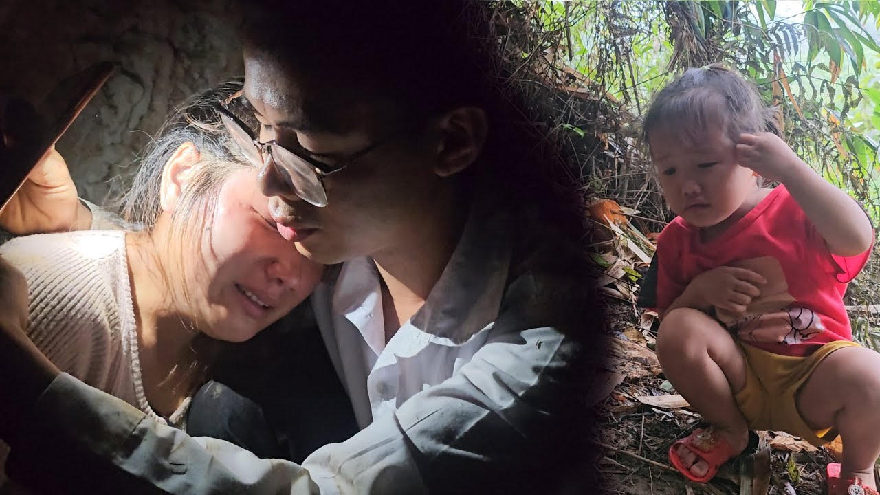 The engineer and his daughter used a flashlight to look for their mother in the cave.
